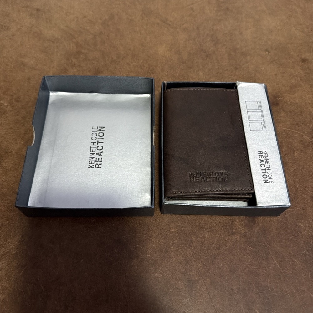 Kenneth Cole REACTION Men's Leather Trifold Wallet Brown
